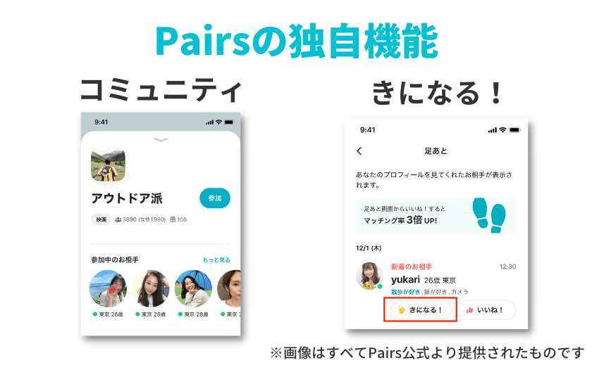 ペアーズ(Pairs)の独自機能